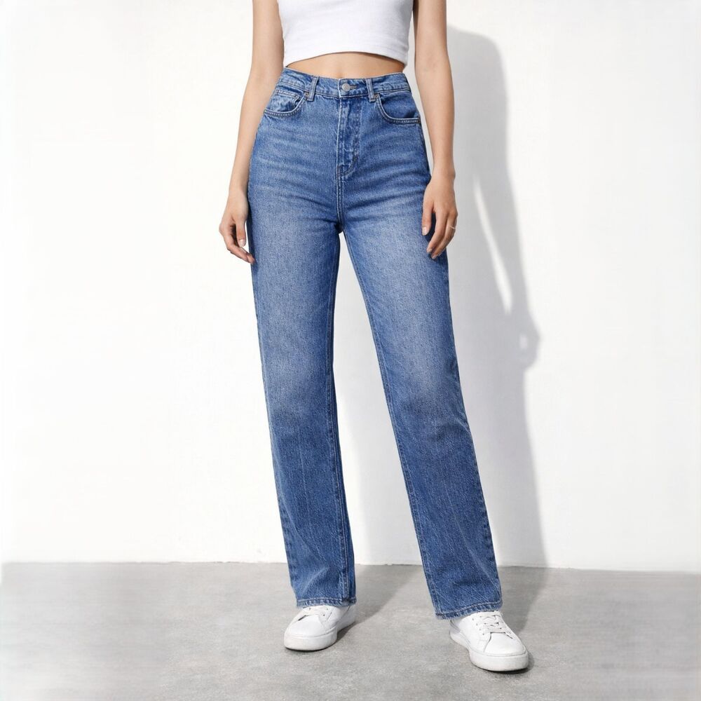 Reformation Liza Ultra High Rise Straight Jeans Womens 27 Malta Denim Wash